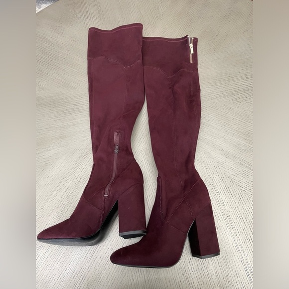 Ivanka Trump Rylee Rear Zip Over The Knee Boots, Dark Red size 7.5 - Picture 1 of 5